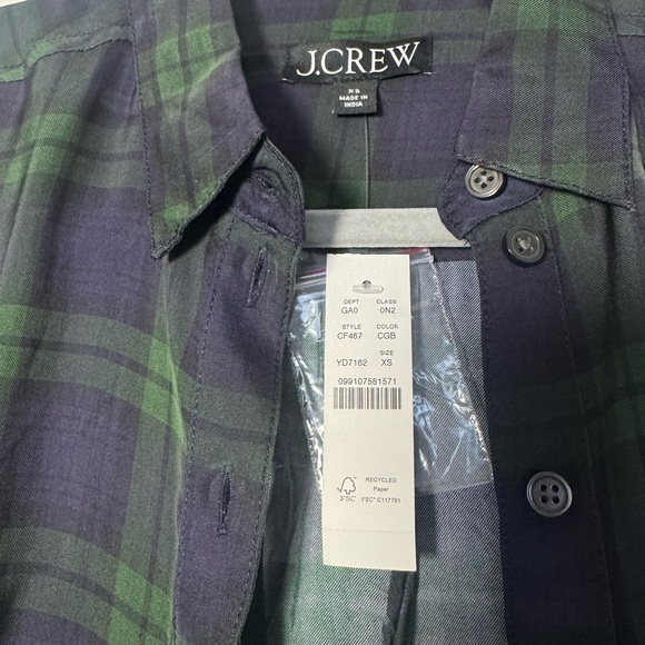 J. Crew Green and Blue Plaid Shirt - Picture 3 of 3